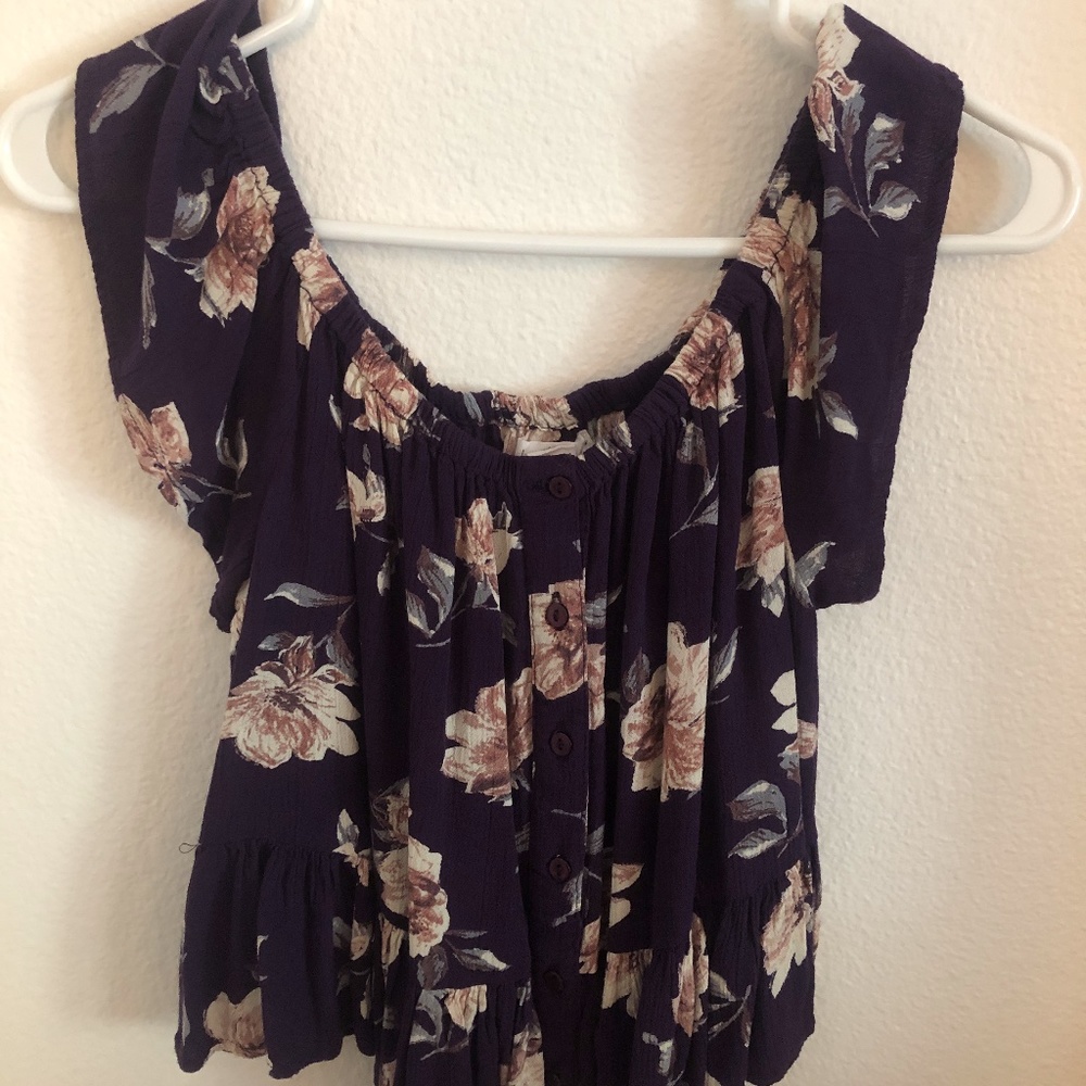 Purple floral off the shoulder top